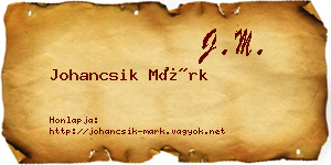 Johancsik Márk névjegykártya